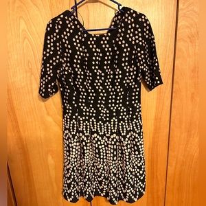 Danny & Nicole short sleeved polka dot black and tan dress, size 6